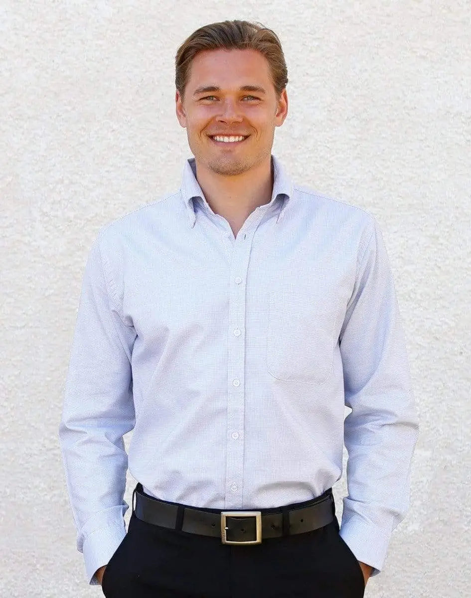 Benchmark Corporate Wear BENCHMARK Men's Dot Contrast Long Sleeve Shirt M7922